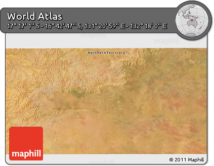 Satellite 3D Map of the Area around 16° 59' 54" S, 131° 49' 29" E