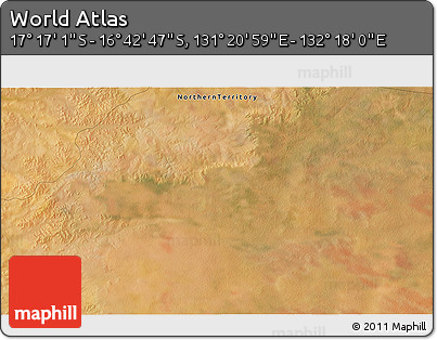 Satellite 3D Map of the Area around 16° 59' 54" S, 131° 49' 29" E