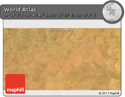 Satellite 3D Map of the Area around 16° 59' 54" S, 132° 40' 30" E