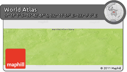 Physical Panoramic Map of the Area around 16° 59' 54" S, 132° 40' 30" E