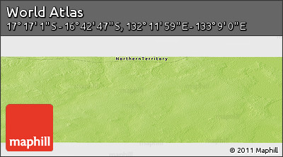Physical Panoramic Map of the Area around 16° 59' 54" S, 132° 40' 30" E