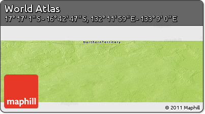 Physical Panoramic Map of the Area around 16° 59' 54" S, 132° 40' 30" E