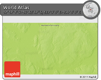 Physical 3D Map of the Area around 16° 59' 54" S, 133° 31' 30" E