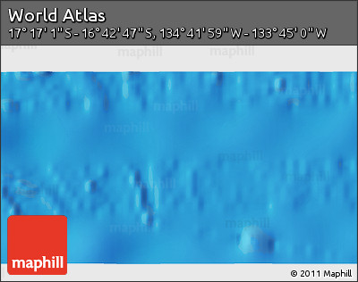 Physical 3D Map of the Area around 16° 59' 54" S, 134° 13' 29" W