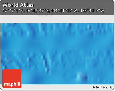 Physical 3D Map of the Area around 16° 59' 54" S, 134° 13' 29" W