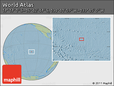 Savanna Style Location Map of the Area around 16° 59' 54" S, 134° 13' 29" W, hill shading