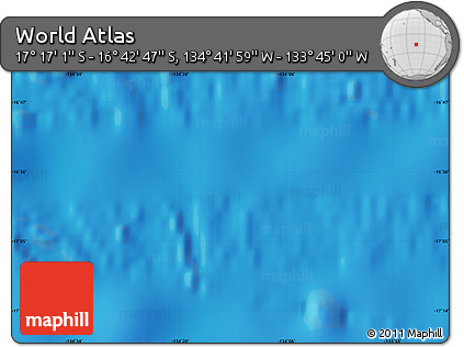 Physical Map of the Area around 16° 59' 54" S, 134° 13' 29" W
