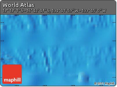 Physical Map of the Area around 16° 59' 54" S, 134° 13' 29" W