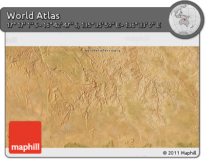 Satellite 3D Map of the Area around 16° 59' 54" S, 136° 4' 29" E