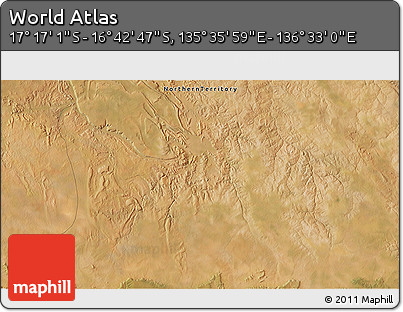 Satellite 3D Map of the Area around 16° 59' 54" S, 136° 4' 29" E