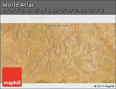 Satellite 3D Map of the Area around 16° 59' 54" S, 136° 4' 29" E