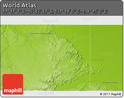 Physical 3D Map of the Area around 16° 59' 54" S, 137° 46' 30" E