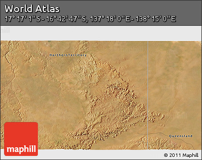 Satellite 3D Map of the Area around 16° 59' 54" S, 137° 46' 30" E