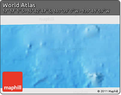 Physical 3D Map of the Area around 16° 59' 54" S, 140° 10' 30" W