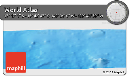 Shaded Relief Panoramic Map of the Area around 16° 59' 54" S, 140° 10' 30" W