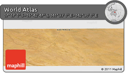 Satellite Panoramic Map of the Area around 16° 59' 54" S, 142° 1' 30" E