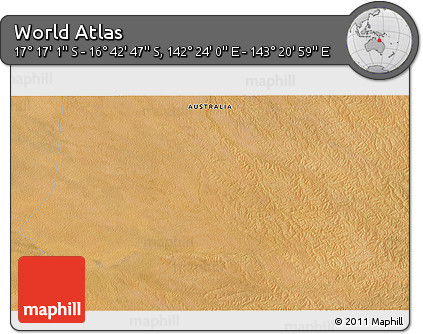 Satellite 3D Map of the Area around 16° 59' 54" S, 142° 52' 30" E