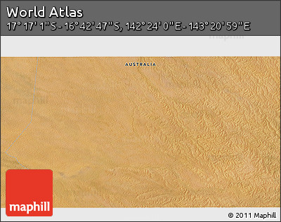 Satellite 3D Map of the Area around 16° 59' 54" S, 142° 52' 30" E