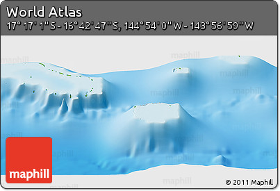 Physical Panoramic Map of the Area around 16° 59' 54" S, 144° 25' 30" W