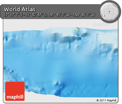 Physical 3D Map of the Area around 16° 59' 54" S, 145° 16' 30" W