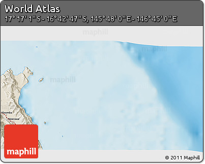 Shaded Relief 3D Map of the Area around 16° 59' 54" S, 146° 16' 30" E