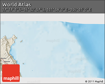 Shaded Relief 3D Map of the Area around 16° 59' 54" S, 146° 16' 30" E