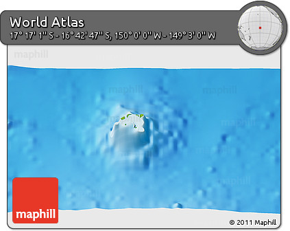 Physical 3D Map of the Area around 16° 59' 54" S, 149° 31' 30" W