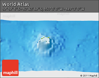 Physical 3D Map of the Area around 16° 59' 54" S, 149° 31' 30" W