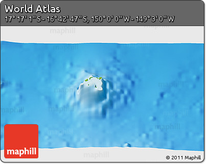 Physical 3D Map of the Area around 16° 59' 54" S, 149° 31' 30" W