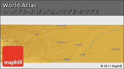 Physical Panoramic Map of the Area around 16° 59' 54" S, 14° 31' 30" E