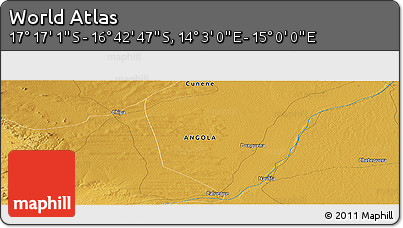 Physical Panoramic Map of the Area around 16° 59' 54" S, 14° 31' 30" E