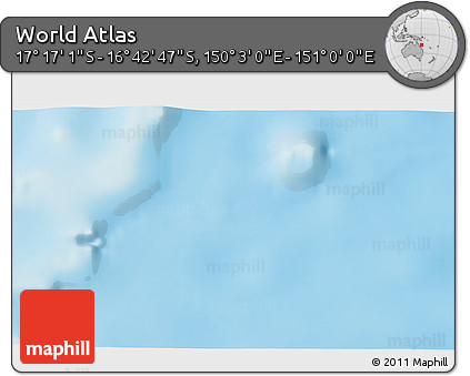 Physical 3D Map of the Area around 16° 59' 54" S, 150° 31' 30" E