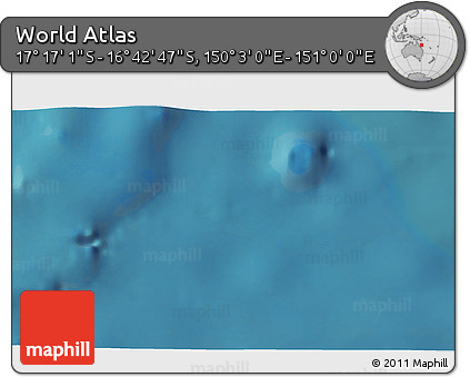 Satellite 3D Map of the Area around 16° 59' 54" S, 150° 31' 30" E