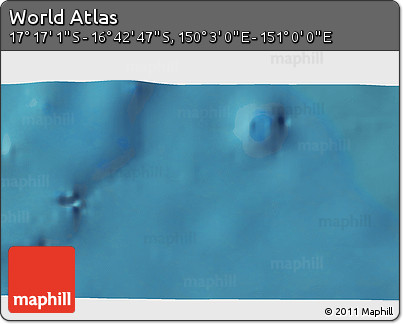 Satellite 3D Map of the Area around 16° 59' 54" S, 150° 31' 30" E