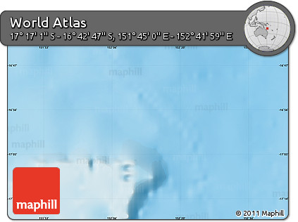 Physical Map of the Area around 16° 59' 54" S, 152° 13' 29" E