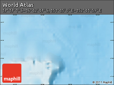Physical Map of the Area around 16° 59' 54" S, 152° 13' 29" E