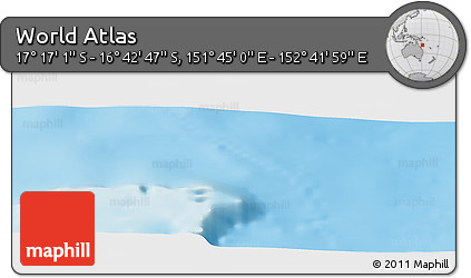 Physical Panoramic Map of the Area around 16° 59' 54" S, 152° 13' 29" E