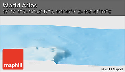 Physical Panoramic Map of the Area around 16° 59' 54" S, 152° 13' 29" E