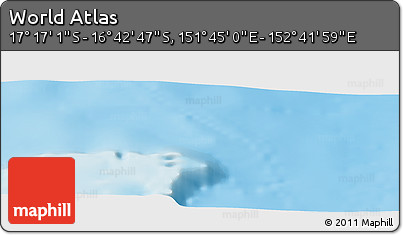 Physical Panoramic Map of the Area around 16° 59' 54" S, 152° 13' 29" E