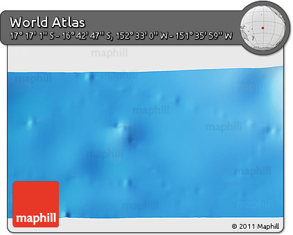 Physical 3D Map of the Area around 16° 59' 54" S, 152° 4' 29" W