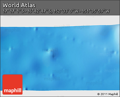 Physical 3D Map of the Area around 16° 59' 54" S, 152° 4' 29" W