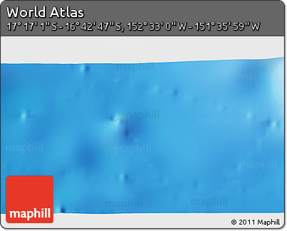 Physical 3D Map of the Area around 16° 59' 54" S, 152° 4' 29" W