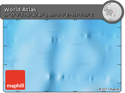 Physical Map of the Area around 16° 59' 54" S, 155° 37' 30" E