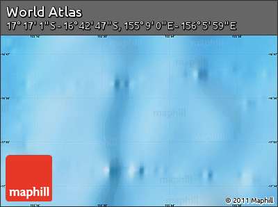 Physical Map of the Area around 16° 59' 54" S, 155° 37' 30" E