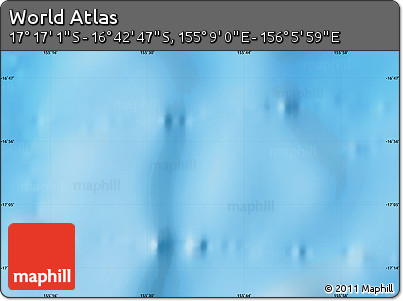 Physical Map of the Area around 16° 59' 54" S, 155° 37' 30" E