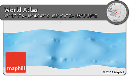 Shaded Relief Panoramic Map of the Area around 16° 59' 54" S, 155° 37' 30" E