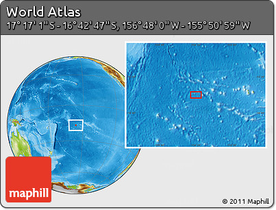 Physical Location Map of the Area around 16° 59' 54" S, 156° 19' 29" W