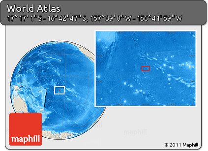 Shaded Relief Location Map of the Area around 16° 59' 54" S, 157° 10' 30" W