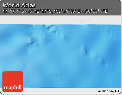 Physical 3D Map of the Area around 16° 59' 54" S, 158° 10' 30" E