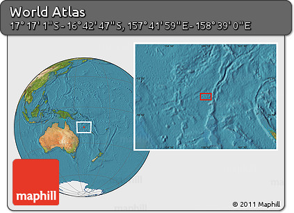 Satellite Location Map of the Area around 16° 59' 54" S, 158° 10' 30" E